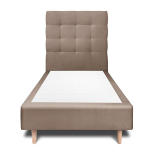 Lit avec tête de lit capitonnée velours et sommier tapissier Ep20
