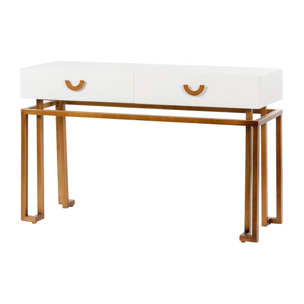 Consola Blanco-dorado Madera-metal 120x35x77,3 Cm