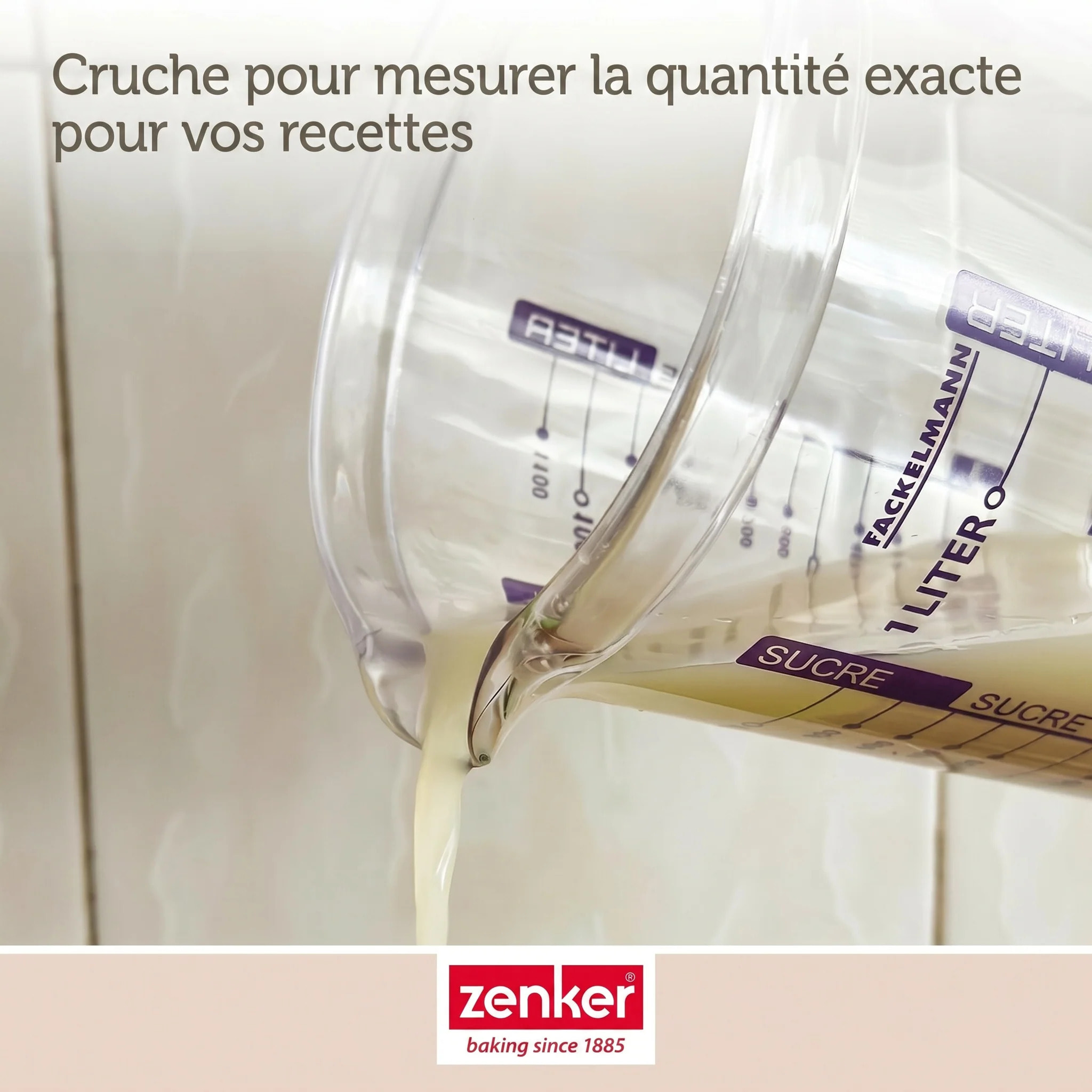 Verre doseur 1L en plastique de haute qualité Fackelmann
