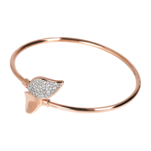 Bracciale Rigido con Doppia Foglia Pavé