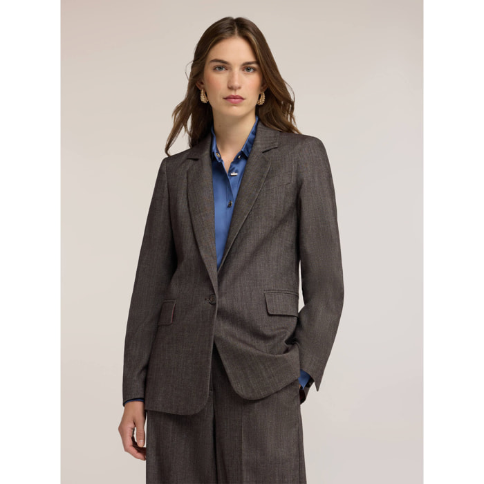 Motivi - Blazer tinto filo misto cotone - Grigio
