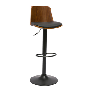 Tabouret de bar réglable noir et bois foncé DOA