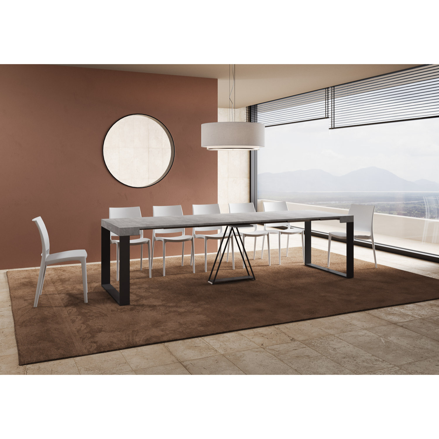 Consolle allungabile 90x40/300cm Sketa cemento telaio antracite