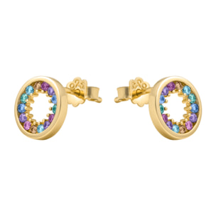 Pendientes de Aleación de Metal y Circonita Multicolor acabado en rodio
