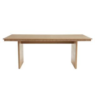 Table à manger rectangulaire gravée en bois clair chêne L200 cm EVASION