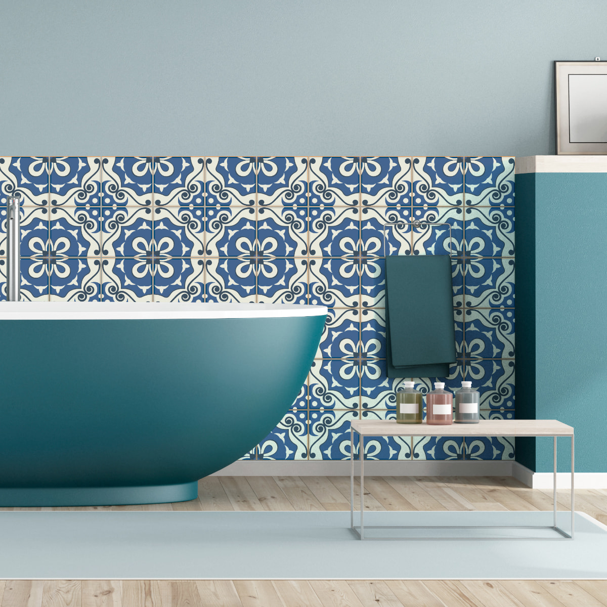 Stickers muraux - Sticker Mural Carrelage adhésif Cuisine Salle de Bain - 60 STICKERS CARRELAGES AZULEJOS NOVELLA