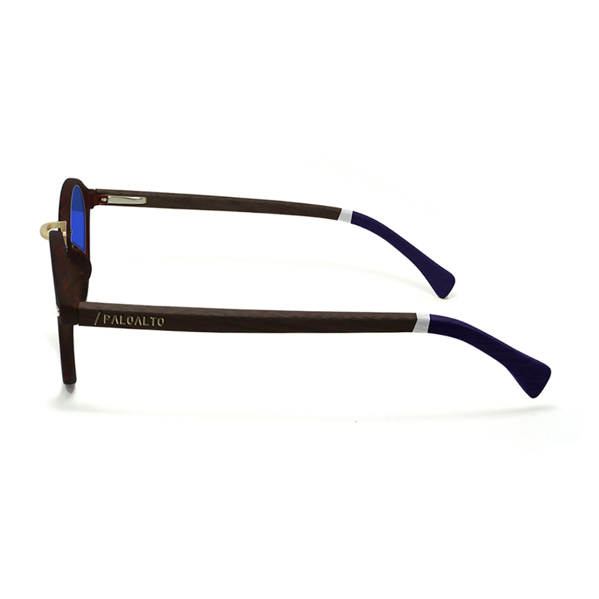 Gafas de sol PALO ALTO MARYLAND WOOD - Brazo marrón bambú / Revo marrón y azul y brazo blanco y azul oscuro