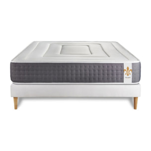 Ensemble Matelas Vingt-Six - 26cm - Ressorts ensachés et mémoire de forme - Soutien point par point - Sommier kit Blanc