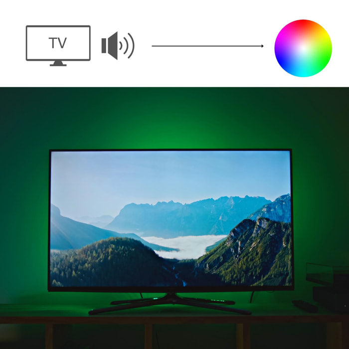 Forlight Tira LED Sound TV 4.8W RGB Iluminación LED Multicolor para TV y Entretenimiento
