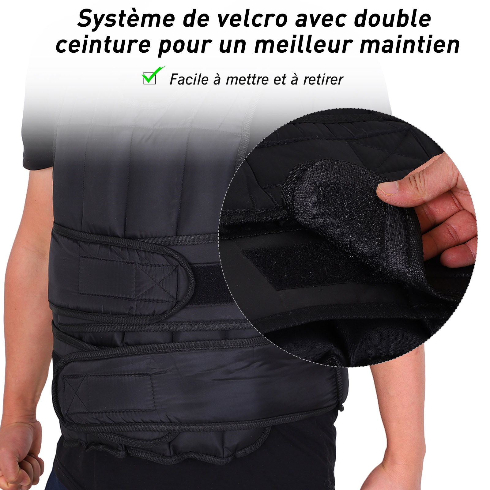 Gilet lesté réglable veste lestée 20 Kg max. poids amovibles entrainement musculation exercice boxe oxford noir