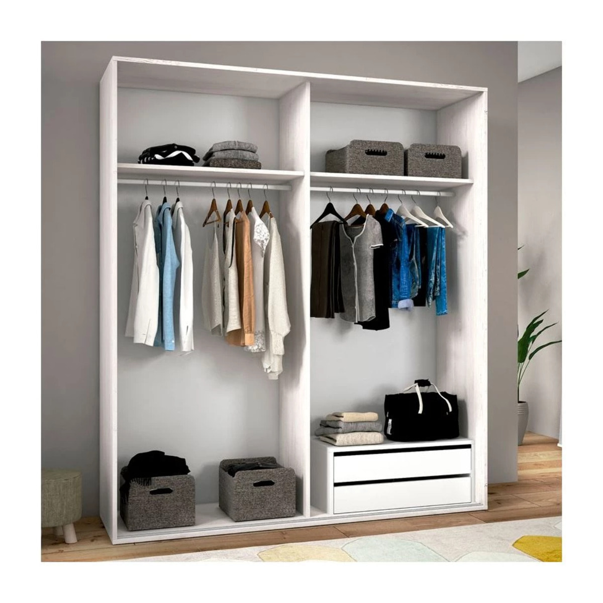 Armario 2 puertas correderas Uniq 180 Andersen Pino - Gris