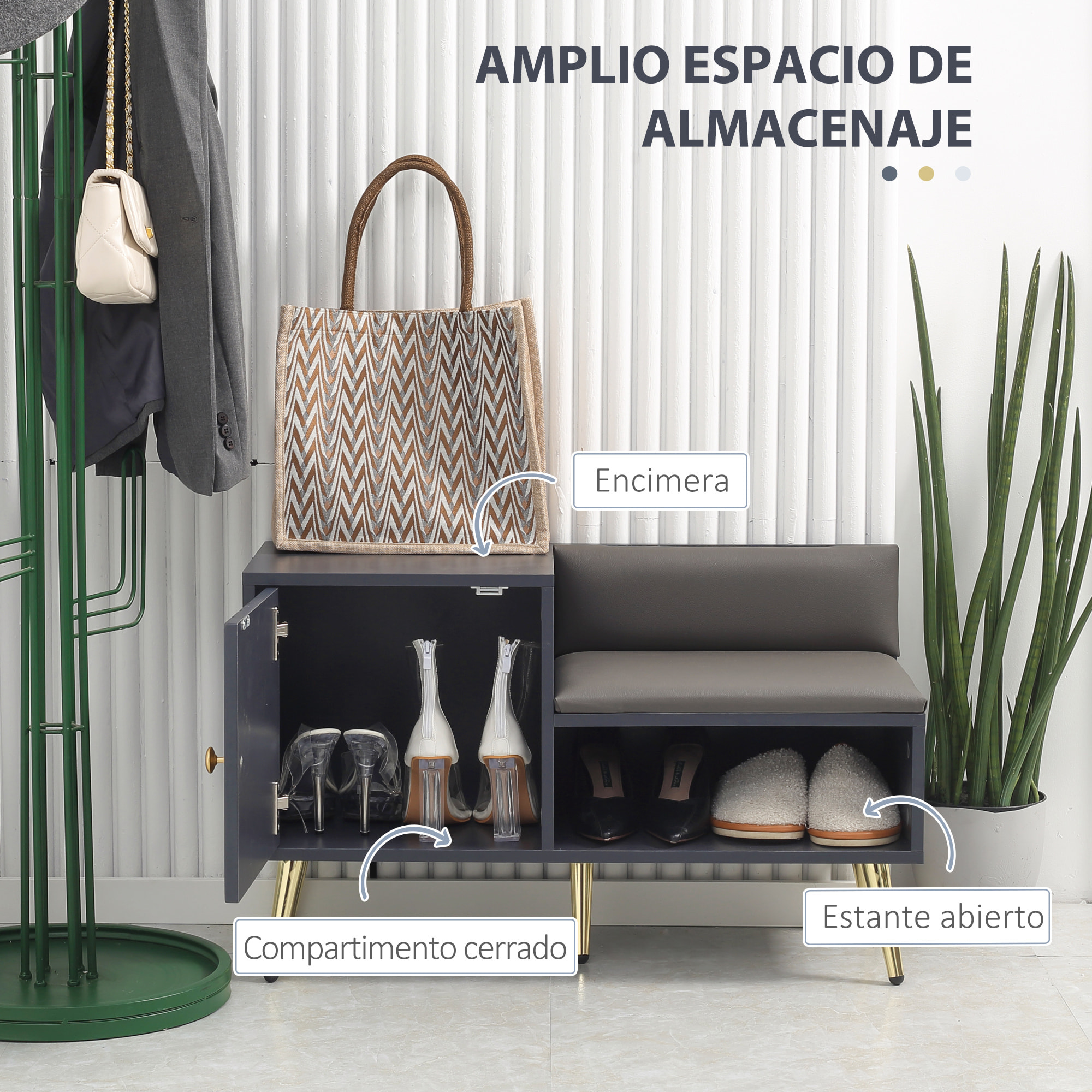 Banco Zapatero Mueble Zapatero con Asiento Cojín y Estante Abierto para 4 Pares de Zapatos Banco Zapatero para Entrada Recibidor Salón Pasillo 80x33x49 cm Gris