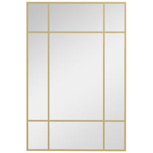 Espejo Rectangular de Pared Espejo de Ventana 90x60 cm con Marco de Metal Espejo Decorativo para Salón Dormitorio Entrada