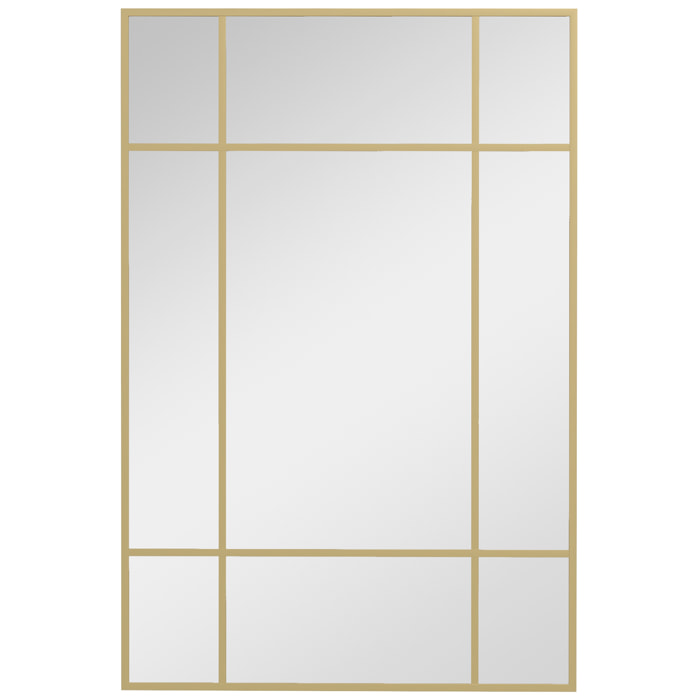 Espejo Rectangular de Pared Espejo de Ventana 90x60 cm con Marco de Metal Espejo Decorativo para Salón Dormitorio Entrada