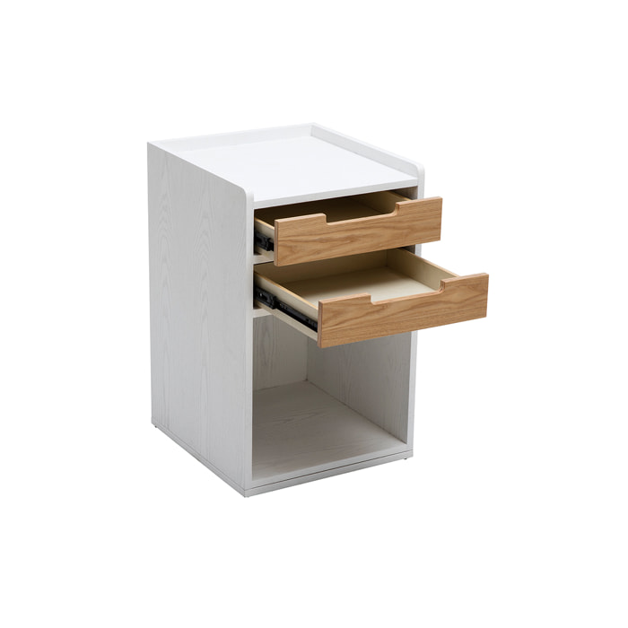 Caisson de bureau 2 tiroirs scandinave blanc et bois clair OPUS