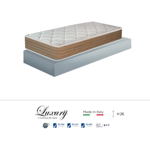 "Murano" H26 cm 90x200 guanciale Hydrogel OMAGGIO a molle insacchettate indipendenti ,7 zone a portanza differenziata arrotolato