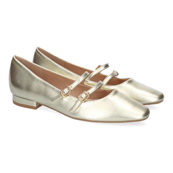 Zapato de Mujer tipo Bailarina Francesita con Elegante Diseño y Doble Cierre de Hebilla
