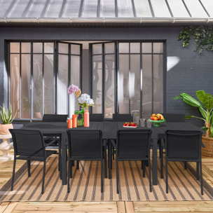 Table de jardin extensible aluminium + 8 assises ELORA + AMARA