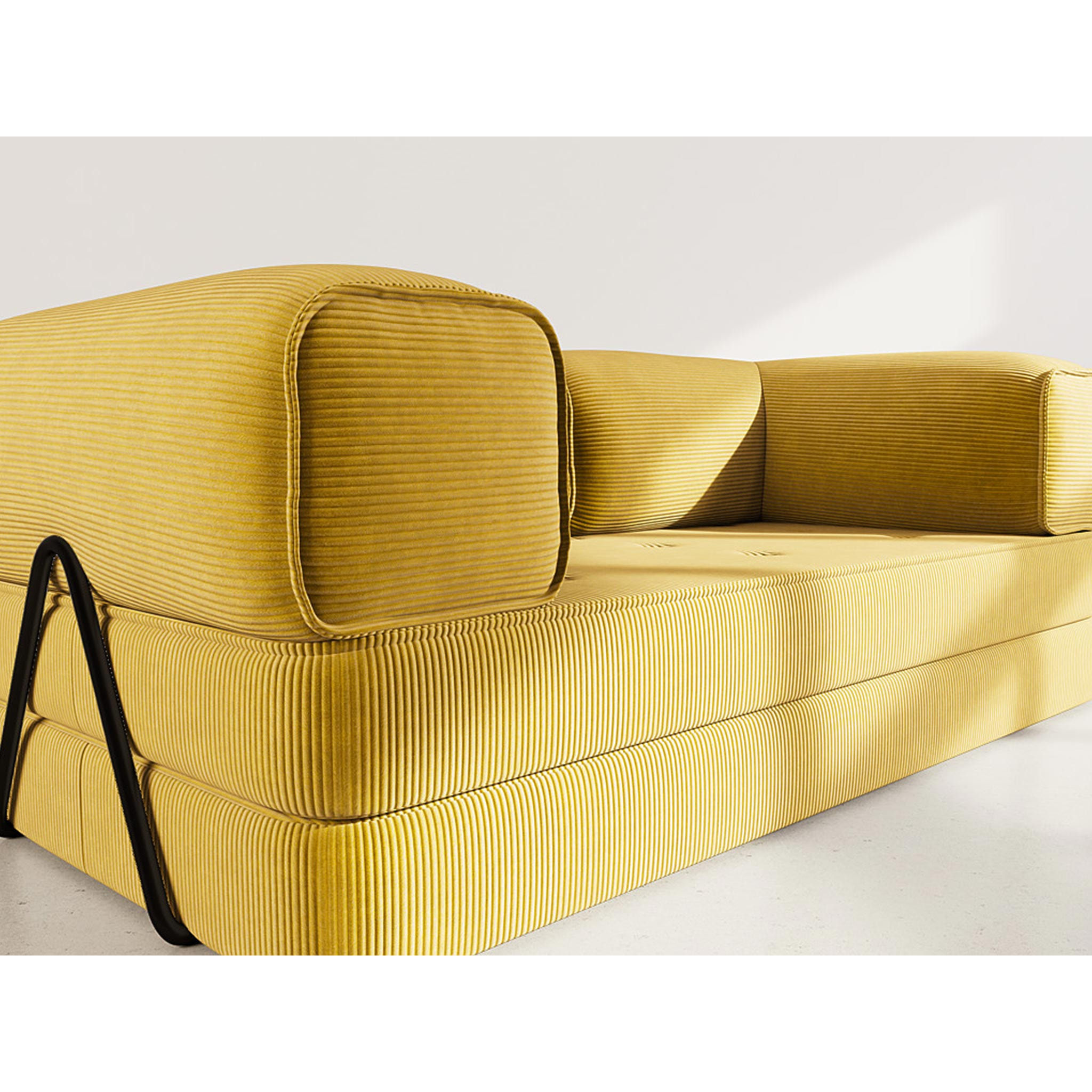 Poppy - canapé 3 places convertible en velours côtelé - Jaune