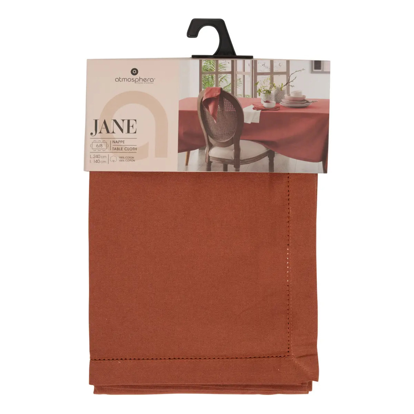 Nappe Jane 240x140cm terracotta en coton