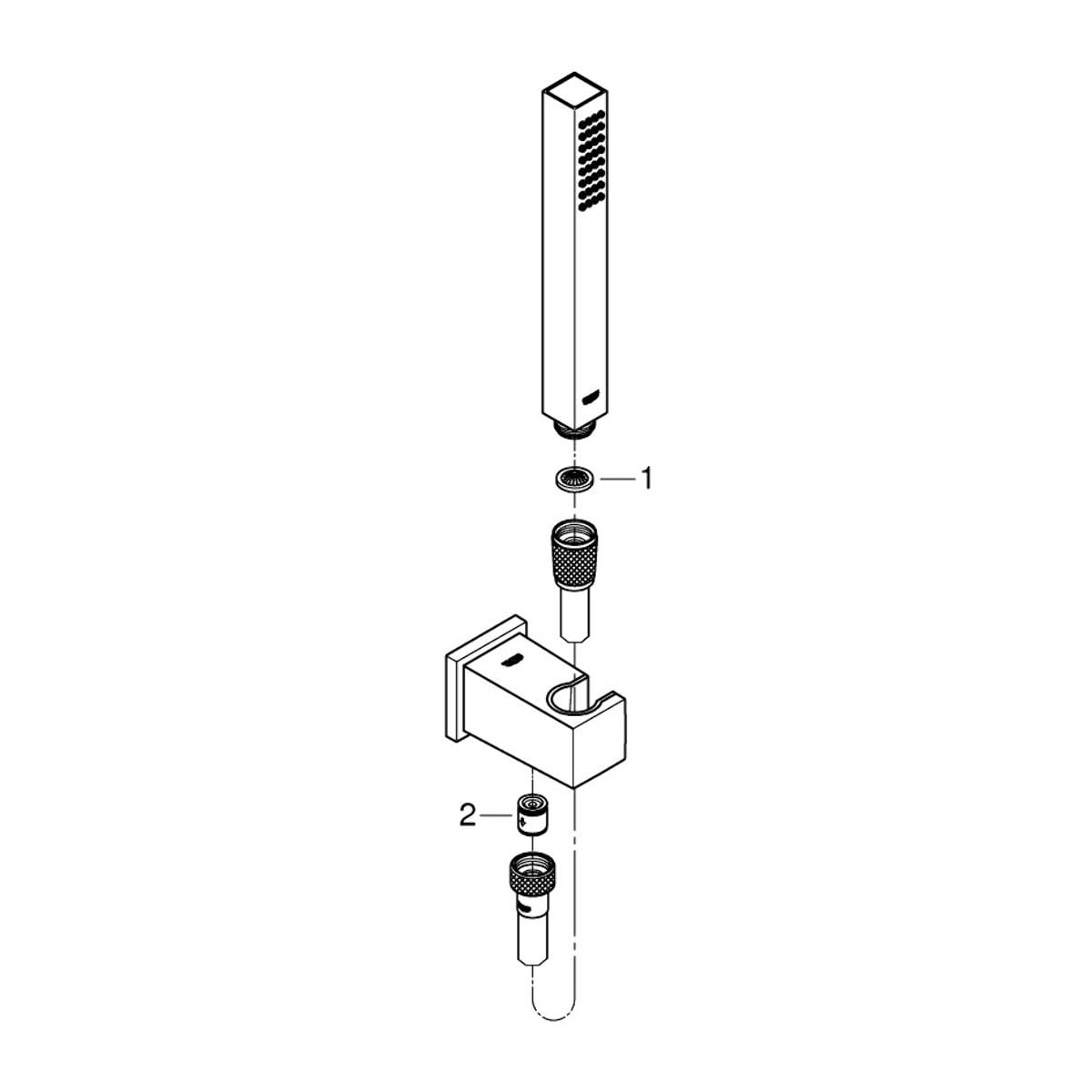 GROHE Euphoria Cube Stick avec pommeau de douche 1 jet, support mural et flexible SilverFlex 1.25m 26405000