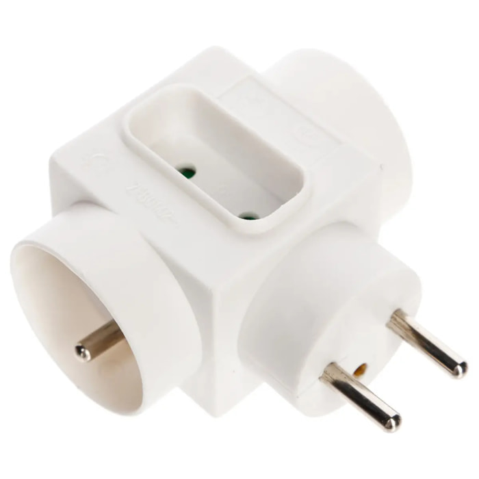 Multiprise murale 2 prises avec terre et 1 prise fiche