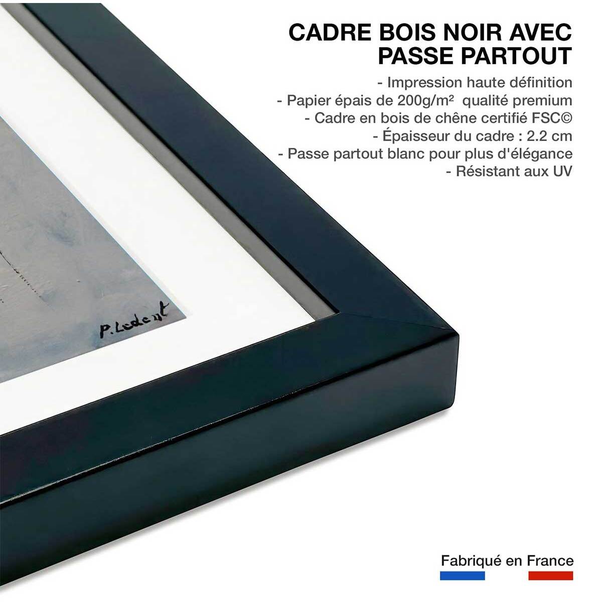 Affiche deco nue de dos Affiche + cadre en bois - Noir