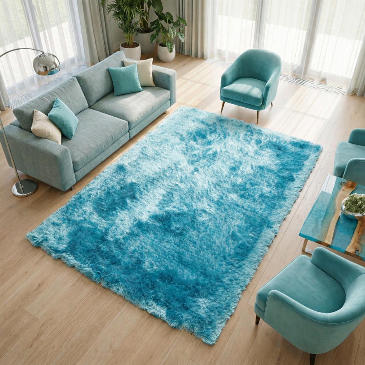 Tapis fait main Shaggy longues mèches Moodil