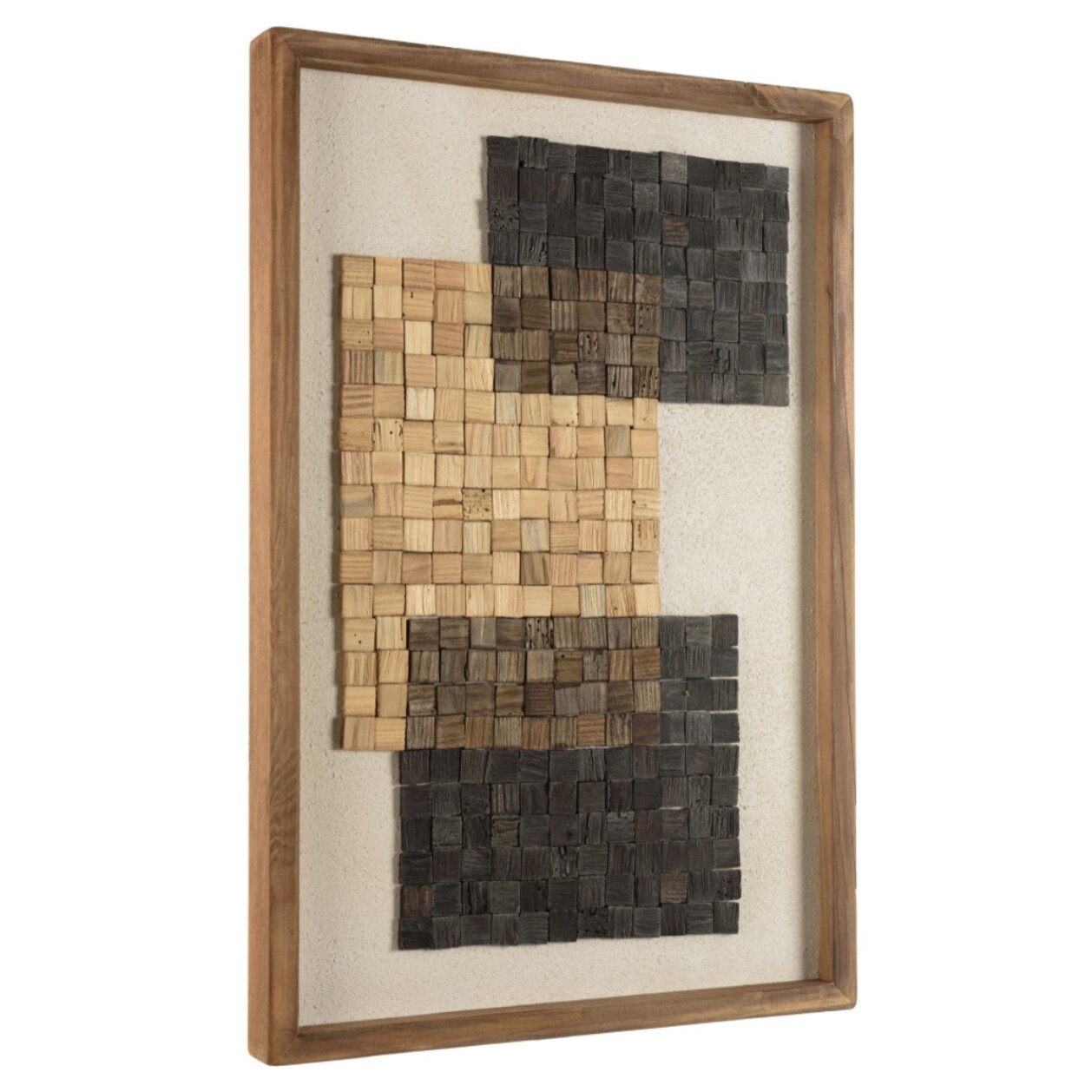 SANDY - Décoration murale n°1 42x62cm mosaïque beige/noire Pin recyclé