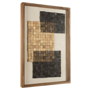 SANDY - Décoration murale n°1 42x62cm mosaïque beige/noire Pin recyclé