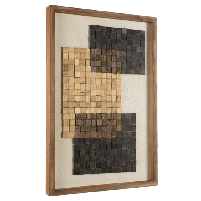 SANDY - Décoration murale n°1 42x62cm mosaïque beige/noire Pin recyclé