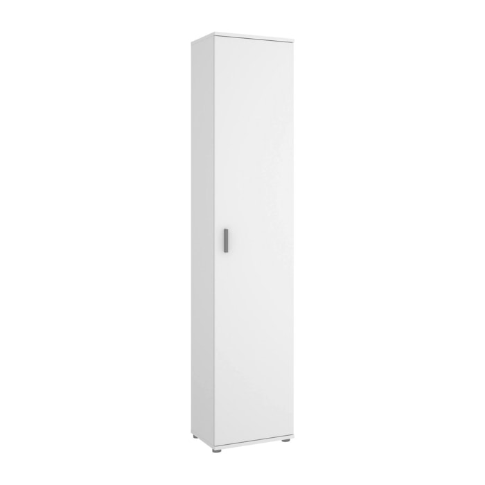 Armadio multiuso 1 anta Arrow, Mobile multifunzione portaoggetti, Armadio alto porta scarpe, 39x35h190 cm, Bianco