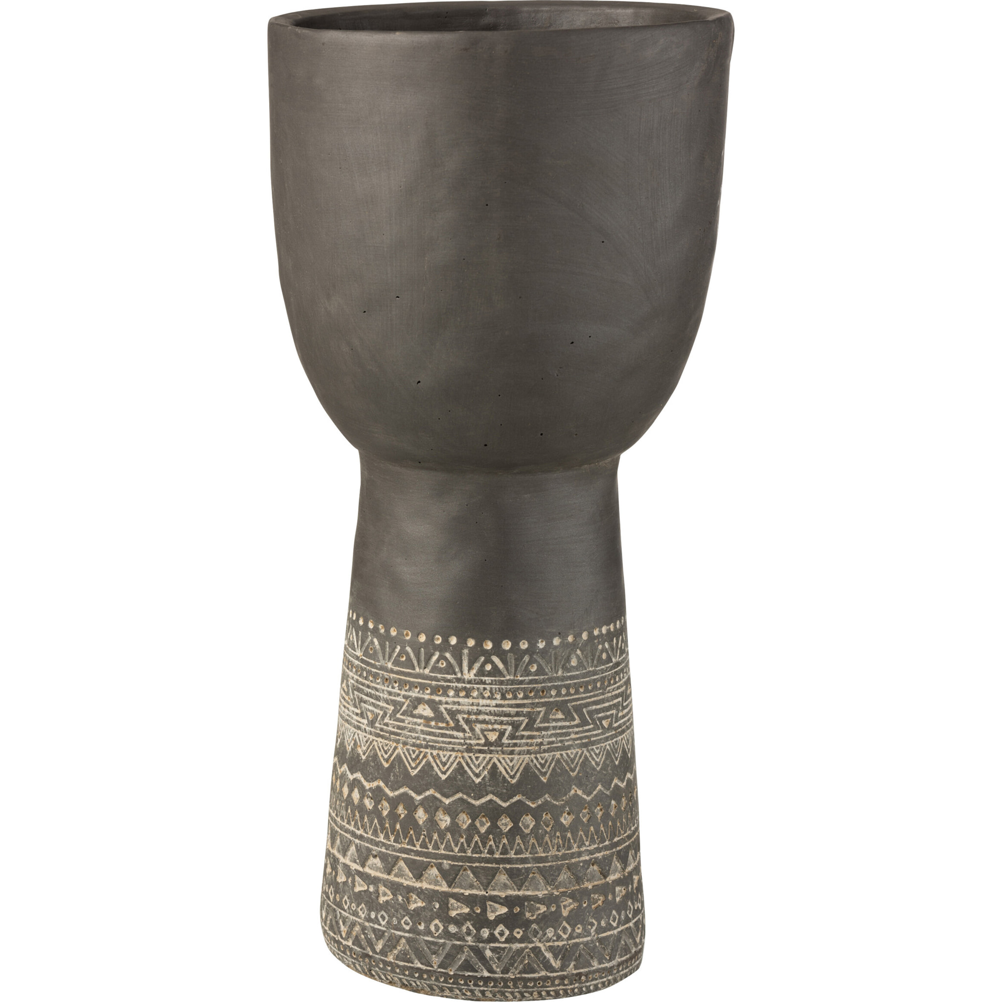 J-Line cache-pot Creux Etnhic - ciment - gris - large - Ø 23 cm