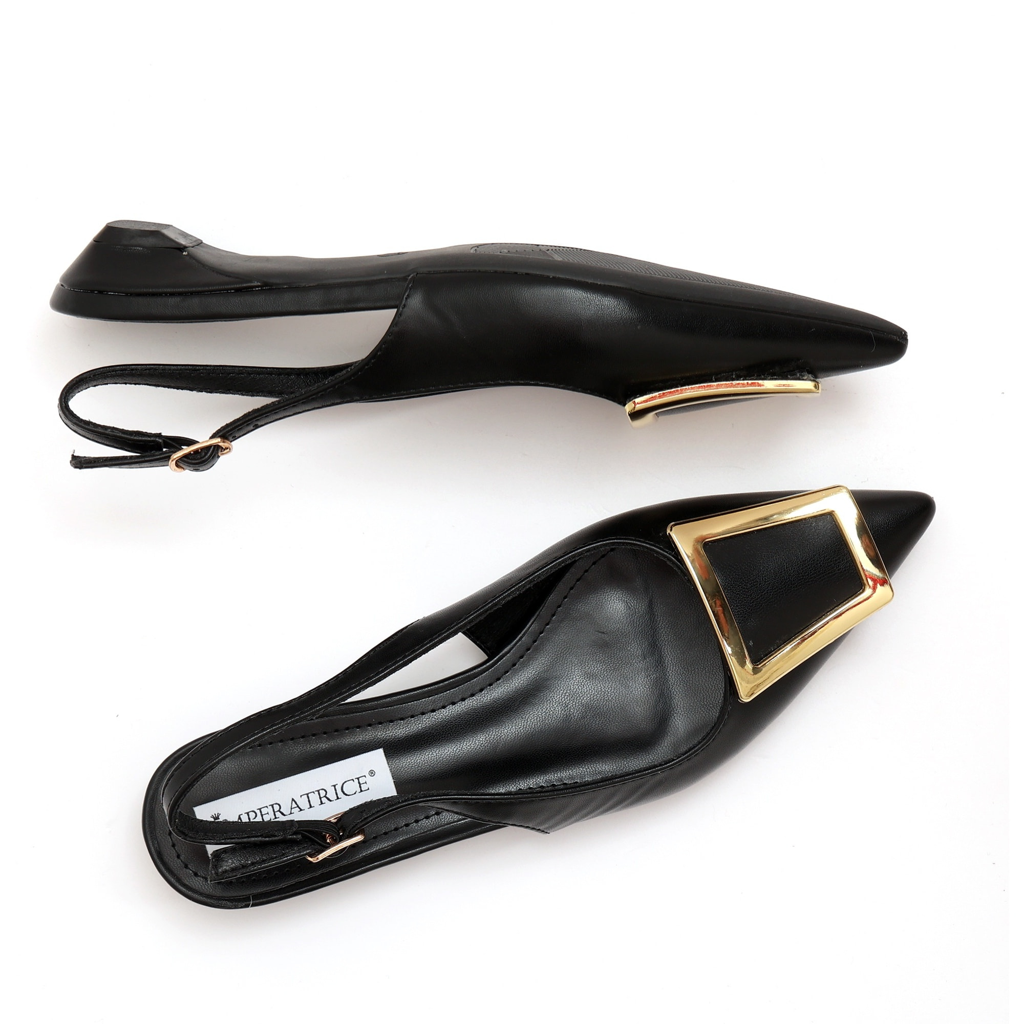 Ballerine slingback in simil pelle con dettaglio color oro sulla punta