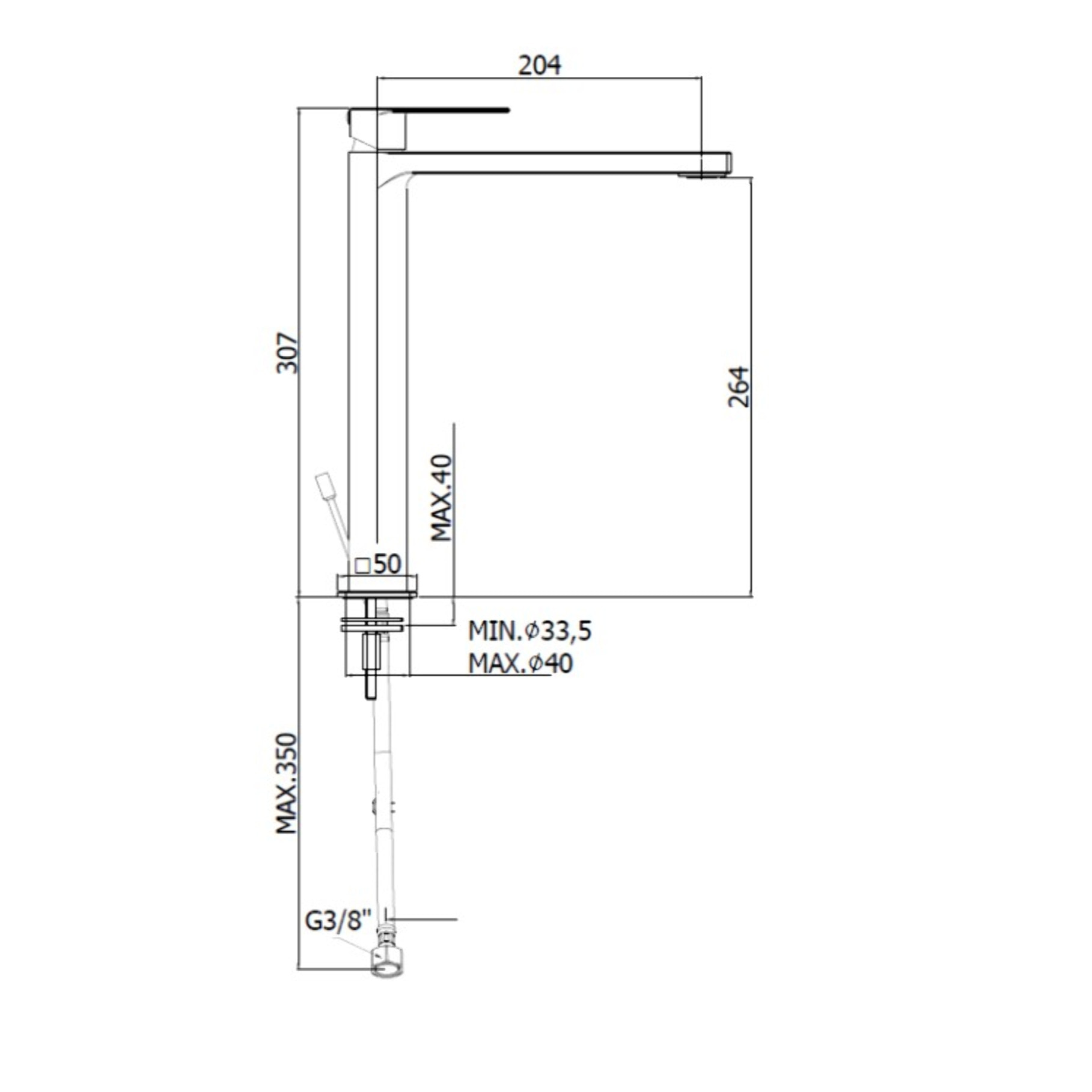B-Way Mitigeur XL pour lavabo avec levier, Blanc mat