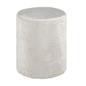 Pouf et repose pied 41 cm cylindrique en tissu côtelé écru - TUBE