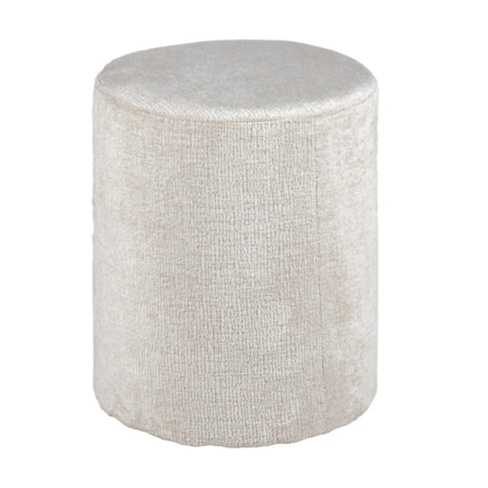 Pouf et repose pied 41 cm cylindrique en tissu côtelé écru - TUBE
