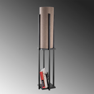 Lámpara de pie pantalla marrón media con metal , negro, 25x25x13, casquillo 1 x E27