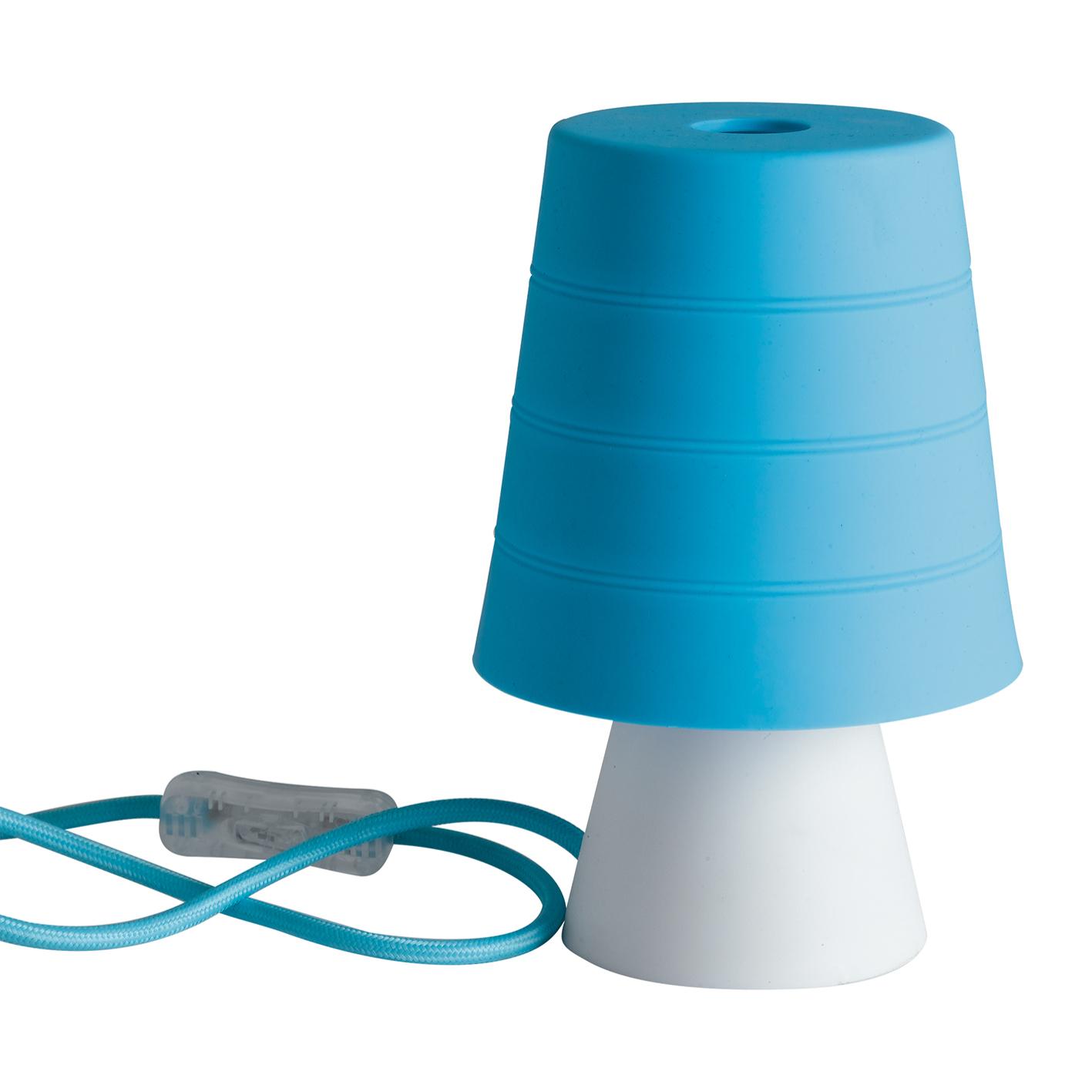 Lampada da tavolo DRUM blu in silicone