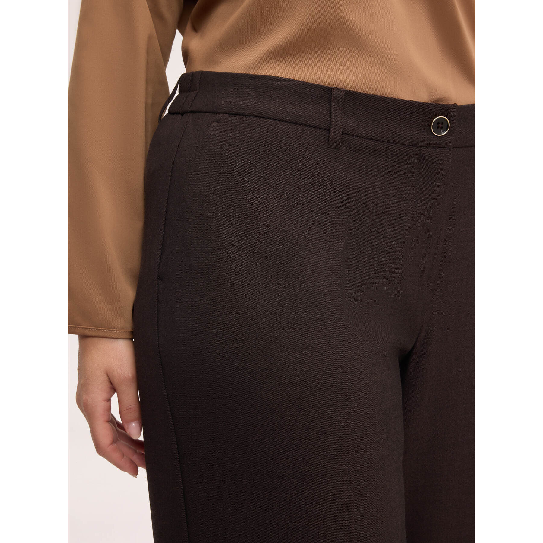 Fiorella Rubino - Pantaloni Wide Leg piega stirata - Marrone