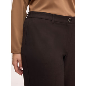 Fiorella Rubino - Pantaloni Wide Leg piega stirata - Marrone