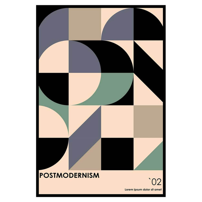 Affiche encadrée géométrique postmodernisme Affiche + cadre en métal - Noir