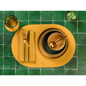 Serviette de table - 6 pièces - Lin et coton jaune moutarde