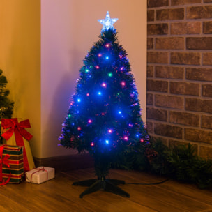 Árbol de navidad de fibra óptica con 20 luces led multicolor con estrella 43x43x90cm