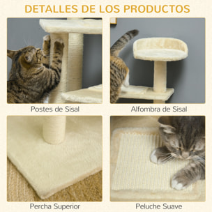 árbol Rascador de Gato de Sisal Natural 50x50x100cm Beige