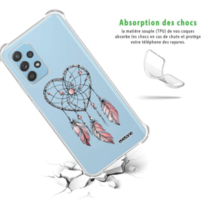 Coque Samsung Galaxy A52 anti-choc souple angles renforcés transparente Attrape coeur Evetane