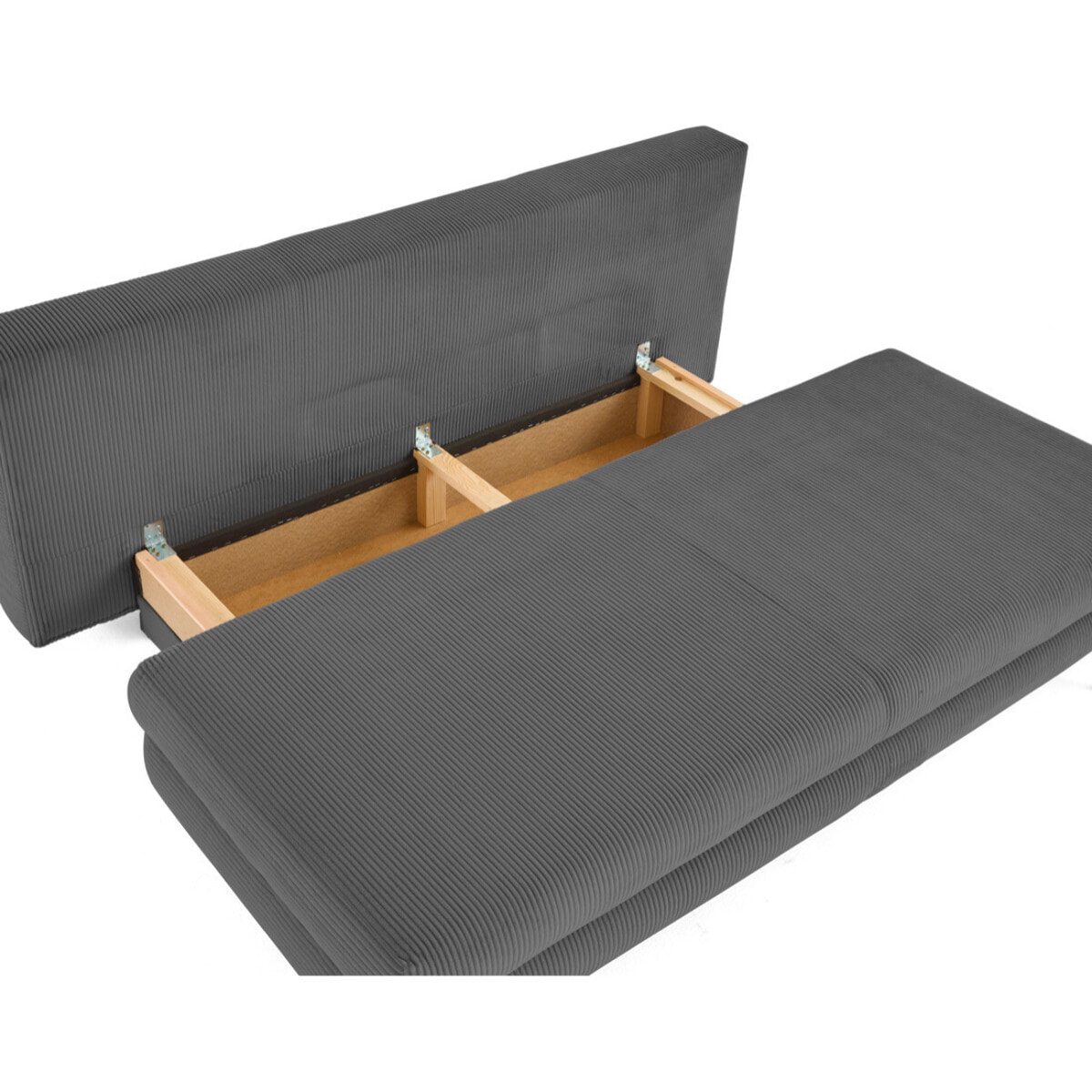 Elton - canapé 3 places convertible avec coffre en velours côtelé - Gris