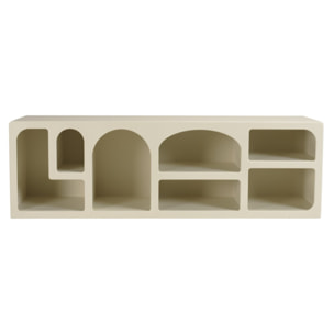 HELENA - Meuble TV 7 niches 160x40cm en bois peint couleur beige