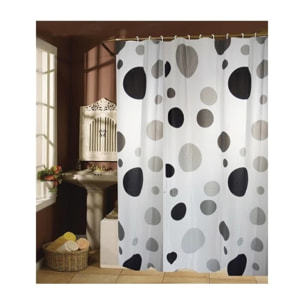 Rideau de douche Plastique PVA 180x200cm Noir & Blanc - Anneaux inclus MSV