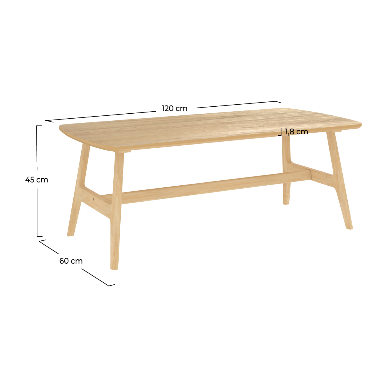 Table basse 120 cm en bois clair - Suly